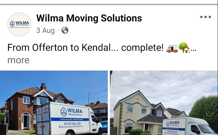 Wilma Moving Solutions van at a house move